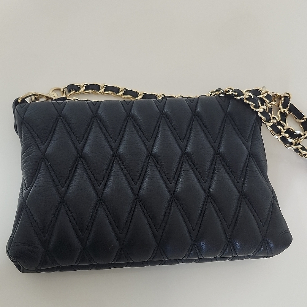 Valentino Black Quilted Leather Shoulder Bag With Removable Chain Straps 10x 7 - Picture 3 of 16